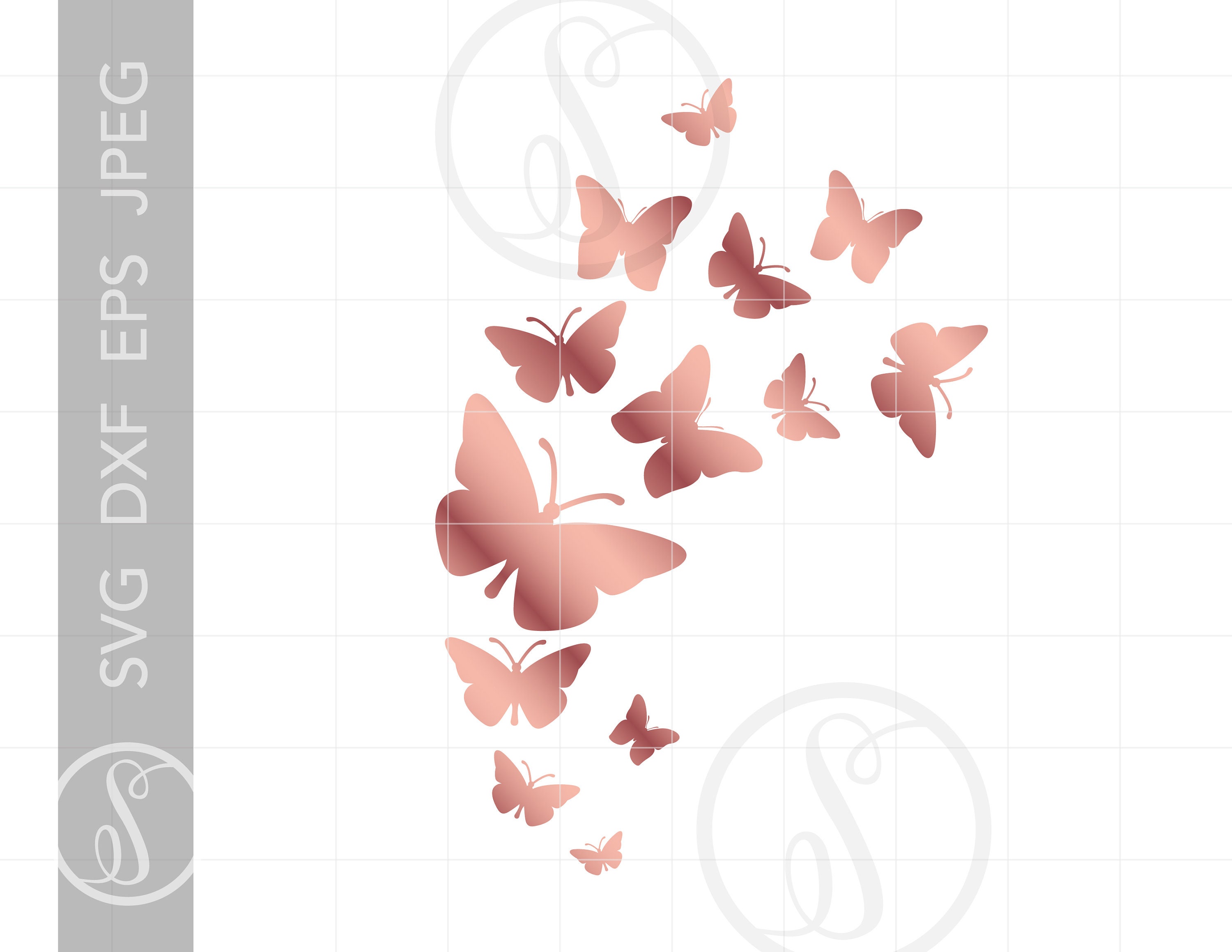 Rose Gold Floating Butterflies SVG Clipart Floating Etsy UK