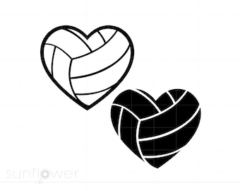 Peut inclure: Deux designs de volley-ball noirs et blancs en forme de cœur. Le cœur du haut est blanc avec des lignes noires et le cœur du bas est noir avec des lignes blanches.