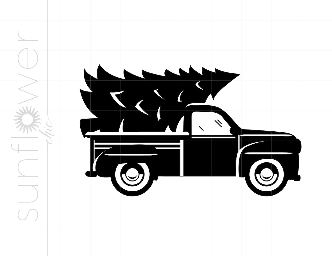 Christmas Tree Truck SVG Clipart Christmas Tree Truck Silhouette Cut