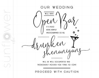 Open Bar Shenanigans SVG | Wedding Cut File | Minimalist Wedding Svg | Wedding Open Bar Sign Svg Printable Cricut Silhouette SC2585