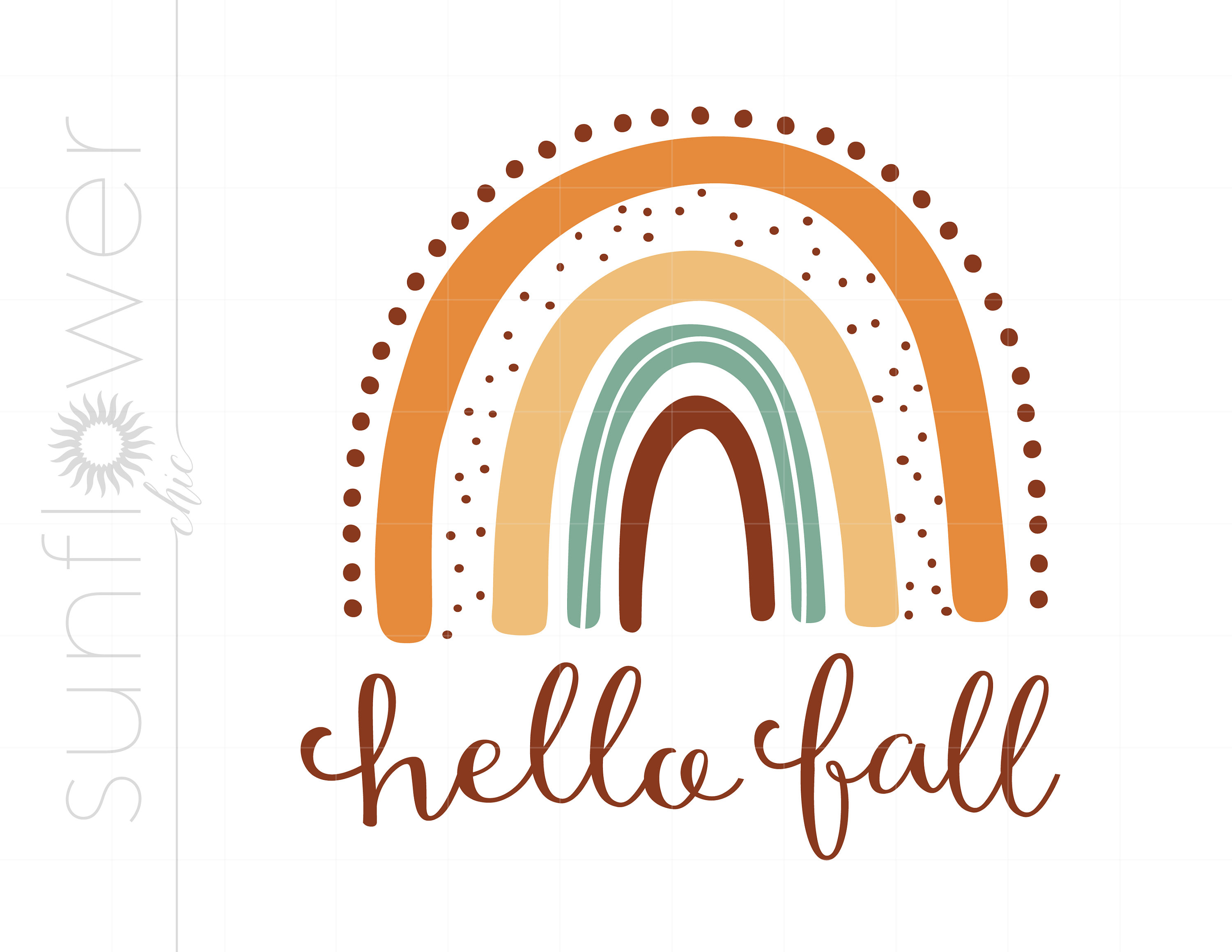 Fall Rainbow Display Hello Fall Rainbow SVG | Boho Fall Rainbow Cricut | Fall Thanksgiving ...