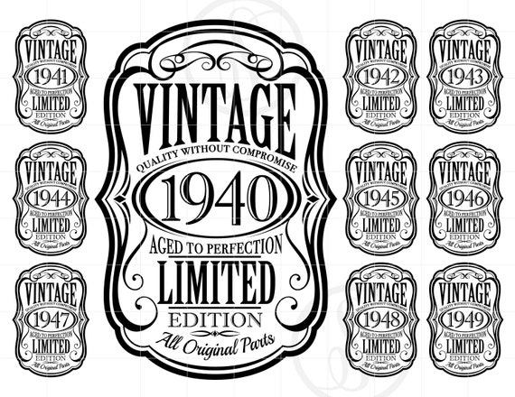 Vintage 1940's SVG Vintage 1940-49 SVG Clipart Aged to | Etsy