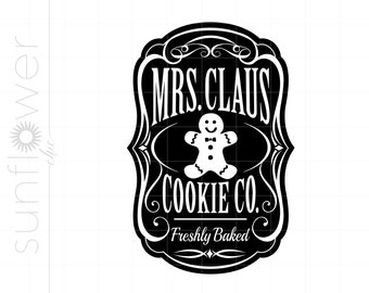Kerst-svg | Mevrouw Claus Cookies SVG gesneden bestand | Mevrouw Claus Cookie Co Svg | Downloads kerstkoekjes | Kerstkoekjes teken Svg SC2619