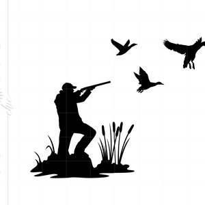Entenjäger SVG | Jagd Clipart Download | Entenjäger Silhouette Schnittdatei für Cricut | Ente Jäger Svg Jpg Eps Pdf Png SC1498