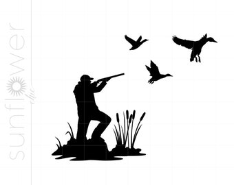 Duck Hunter SVG / Hunting Clipart Descargar / Duck Hunter Silhouette Cut File for Cricut / Duck Hunter Svg Jpg Eps Pdf Png SC1498