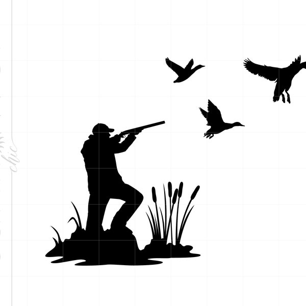 Duck Hunter SVG | Hunting Clipart Download | Duck Hunter Silhouette Cut File for Cricut | Duck Hunter Svg Jpg Eps Pdf Png SC1498