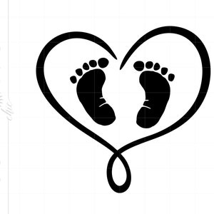 Hearts Baby Footprints SVG | Baby Footprints Clipart | Baby Feet Silhouette Cut File Svg Jpg Eps Pdf Png Dxf Download SC1471