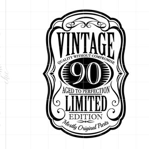 90th Birthday SVG Download | Vintage 90 Mostly Original Parts Cut File | Vintage 90 Svg Jpg Pdf Png | Vector 90th Download SC2265
