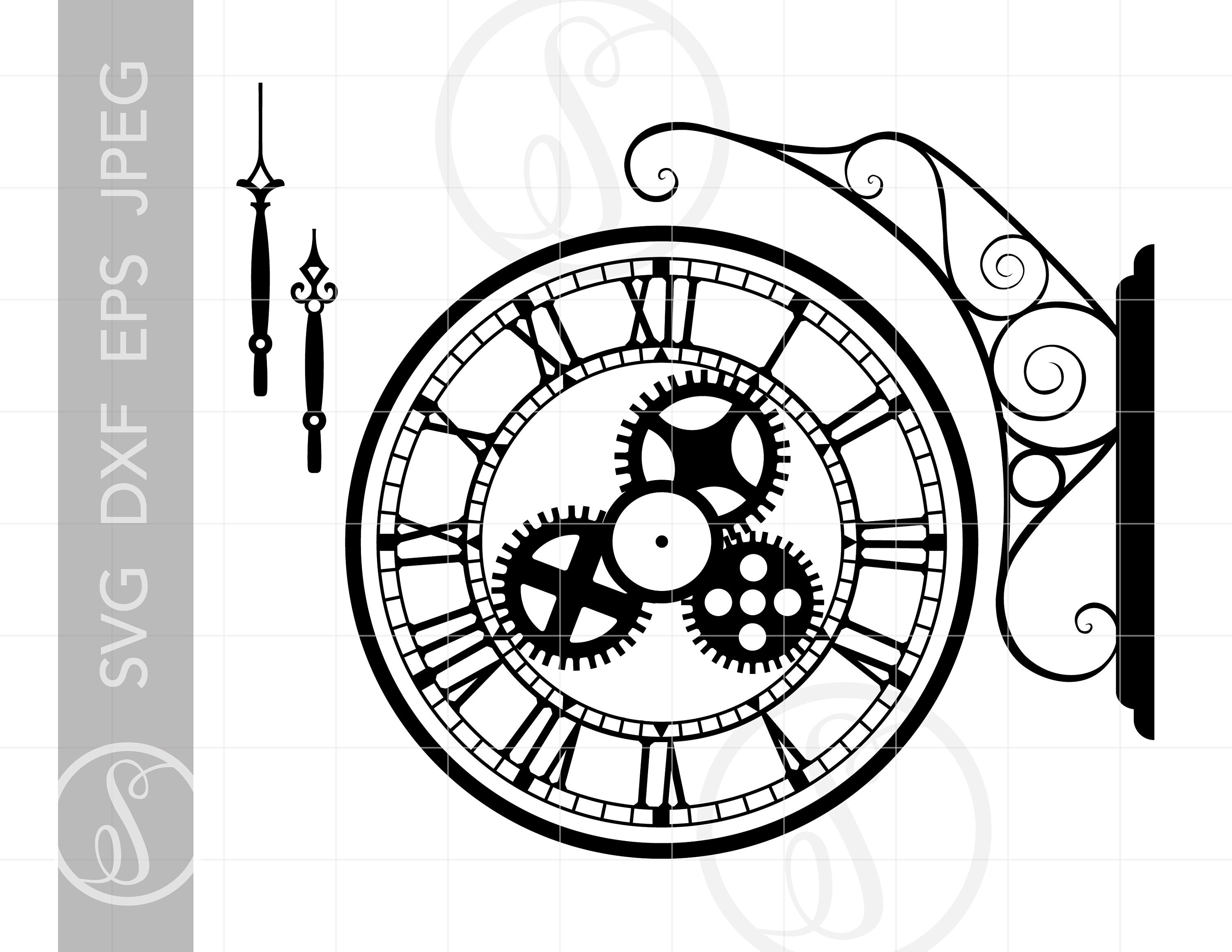 Clock Svg Cut Files Hanging Clock Gears Svg Clipart 46C