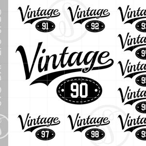 90-99 SVG Athletic Script Clipart | Vintage 90-99 Cut File | Vintage Script 90-99 Athletic Design Svg Jpg Eps Pdf Png SC1606
