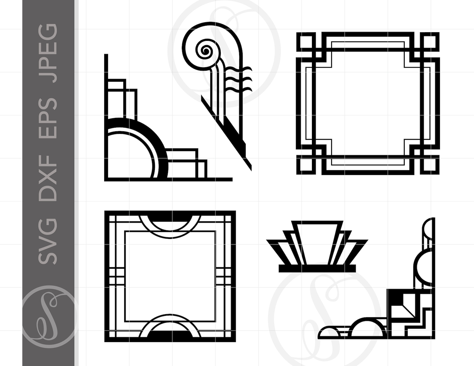 Art Deco SVG Dxf Eps Jpeg Art Deco Cut File Clipart Downloads Etsy UK