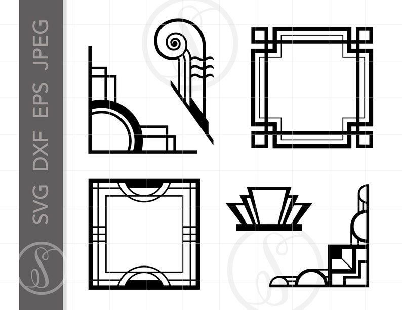 Download Art Deco SVG Dxf Eps Jpeg Art Deco Cut File Clipart ...