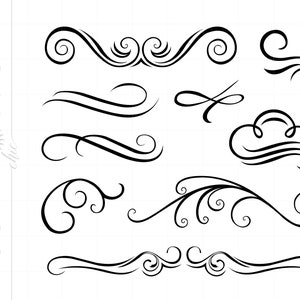 Flourish Svg Clipart Flourishes Dxf Eps Jpeg | Flourish Accents Cut File Clipart Downloads | Silhouette Border Art SC402