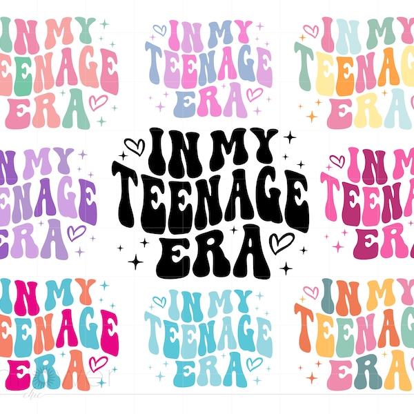 In My Teenage Era Svg Bundle, Groovy Letters Teen Shirt Svg, Art Design for Teenager Shirt, Cricut Instant Download SC3289