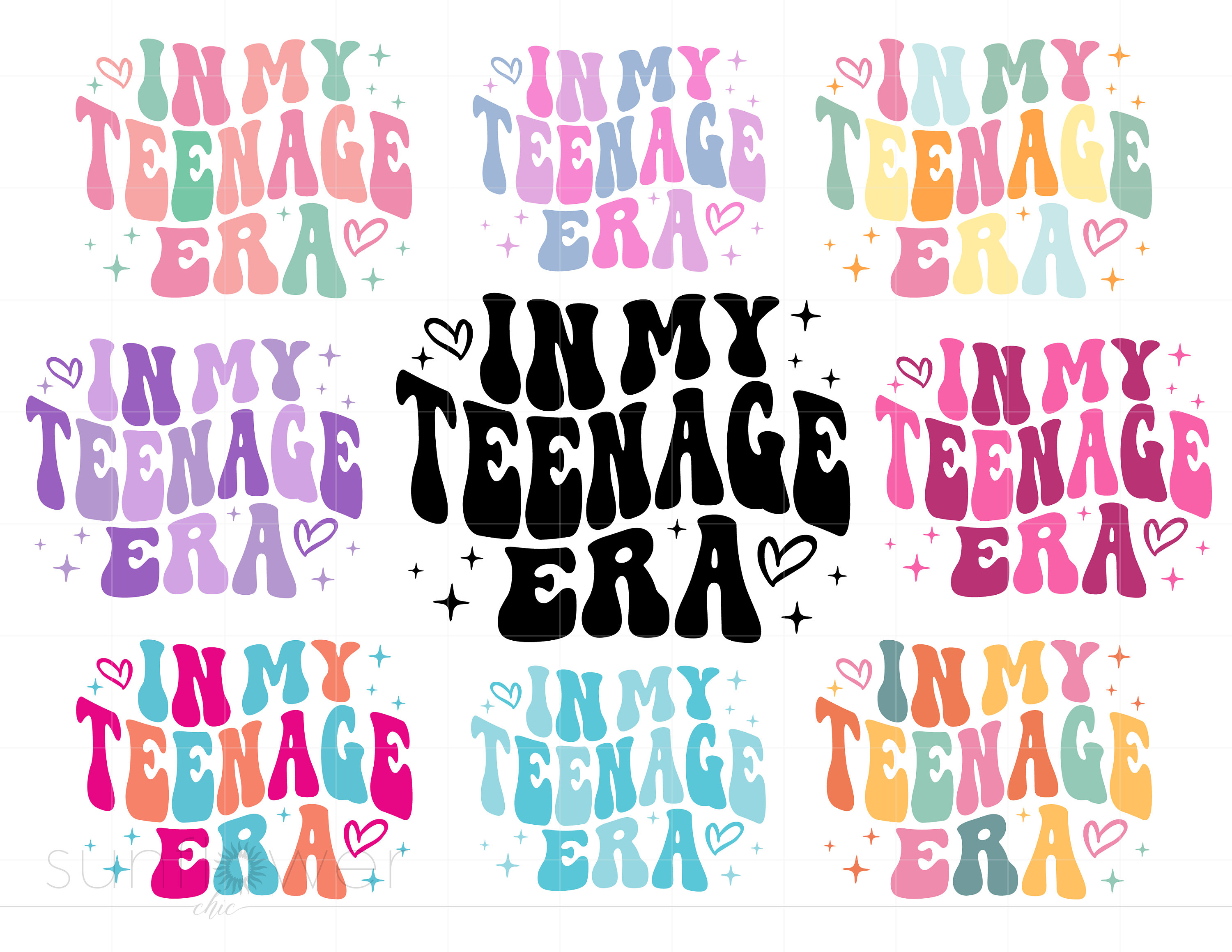 In My Teenage Era Svg Bundle, Groovy Letters Teen Shirt Svg, Art Design for Teenager Shirt, Cricut Instant Download SC3289