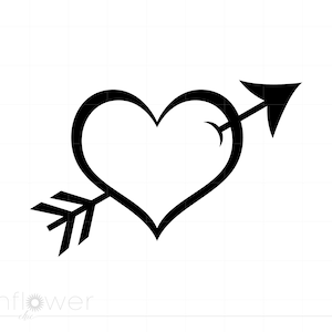 Hart en pijl SVG-download, Cupido hart clipart, hart pijl gesneden bestand voor Cricut, hart en pijl SVG, jpg, png, Instant Download SC609