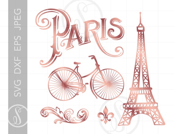 Download Rose Gold Paris Svg Cut File Clipart Downloads Parisian Svg Etsy