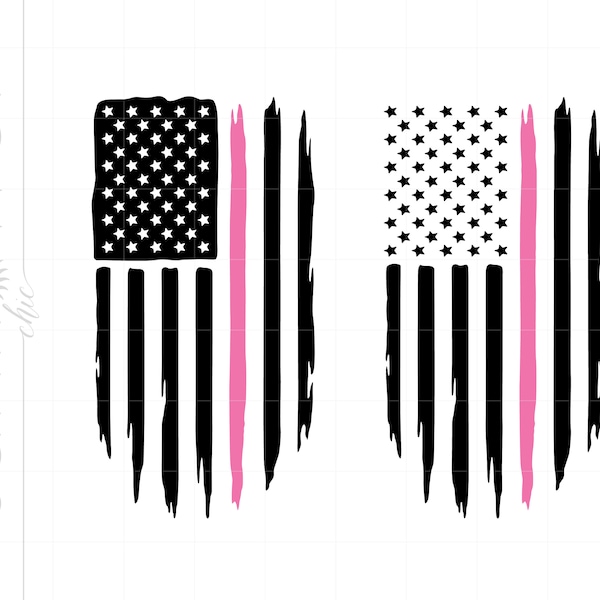 American Flag Svg | Breast Cancer American Flag Svg Cut Files | Distressed Flag | Hot Pink American Flag T Shirt Cricut Silhouette SC2652