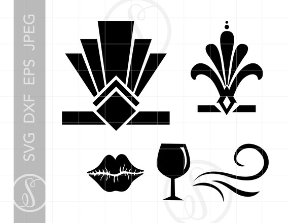 Art Deco Flapper Svg Clip Art Gatsby Theme Svg Clipart Dxf Etsy
