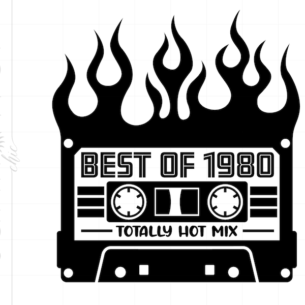 1980 Birthday SVG | Flaming Best of 1980 Cassette Tape SVG Download | Vintage 1980 Cut File Cricut | 1980 Svg Jpg Pdf Png Download SC2871