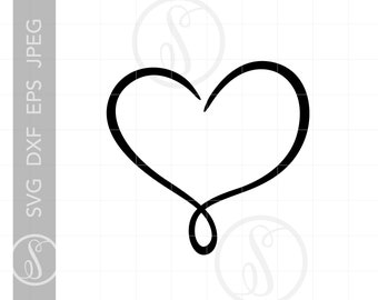 Hand Drawn Heart SVG Download | Vector Heart Outline Silhouette Cut File Svg Jpg Eps Pdf Png Dxf SC1469