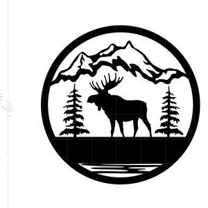 Moose Mountains Monogram Design SVG | Moose Mountain Silhouette Download Cut File - Monogram | Svg Jpg Eps Pdf Png Dxf Download SC1689