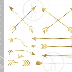 Gold Arrows SVG Clip Art Cut Files | Gold Vector Arrow Svg Dxf Pdf Silhouette Printables | Gold Arrows PNG Clipart SC271G