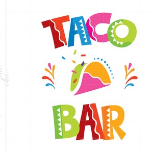Taco Bar Sign Svg Art | Fiesta Taco Party Svg Cut Files Png Dxf Eps Téléchargements | Fiesta Taco Silhouette Svg Art SC605