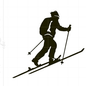 Snow Skier SVG | Ski Touring Svg Cut File Clipart | Ski Tourer Silhouette Cricut Cut File | Skier Svg Jpg Pdf Png Dxf Download SC2679