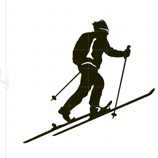 Snow Skier SVG | Ski Touring Svg Cut File Clipart | Ski Tourer Silhouette Cricut Cut File | Skier Svg Jpg Pdf Png Dxf Download SC2679