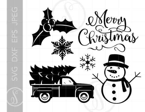 Download Christmas Svg Cut Files Merry Christmas Script Svg Snowman Etsy