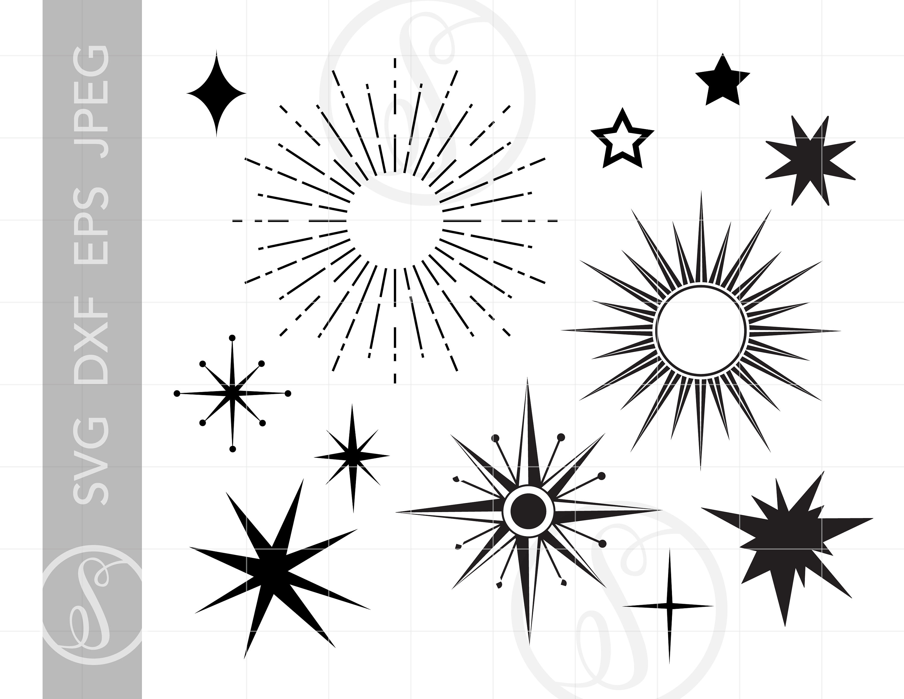 Starburst SVG Downloads Star Cut File Clipart Downloads Etsy