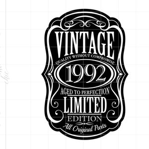 30. Geburtstags-Svg | 30. Geburtstag Shirt Flaschenetikett | Jahrgang 1992 | 1992 Im Alter bis zur Perfektion | 30. Geburtstag Geschenkidee SC2233