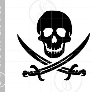 Pirate Skull Svg Silhouette Cut Files | Pirate Clipart Downloads | Skull and Swords Svg Dxf Pdf Cut Files | Pirate Svg Clipart SC151