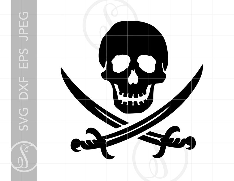 Pirate Skull Svg Silhouette Cut Files Pirate Clipart | Etsy