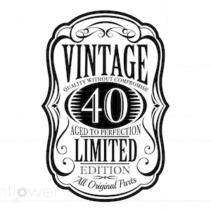 40th Birthday Svg, Vintage 40 Design, 40th Party Decorations, Vintage 40 Svg Png Jpg Cricut Silhouette Cut File, Instant Download SC903