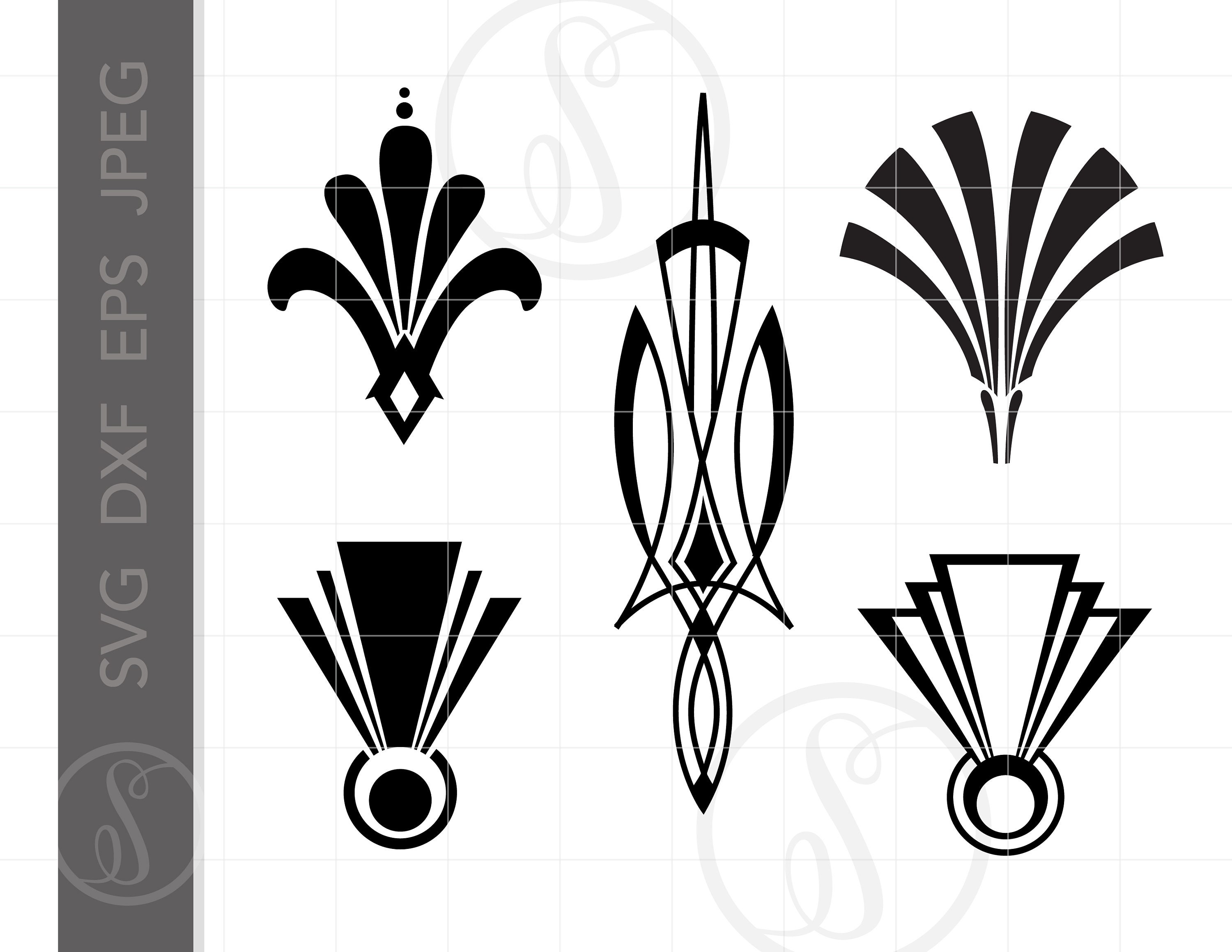 Art Deco SVG Dxf Eps Jpeg Downloads Art Deco Cut File Clipart Etsy