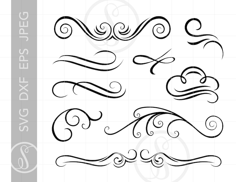 SVG Flourish Clipart Flourishes Dxf Eps Jpeg Flourish | Etsy