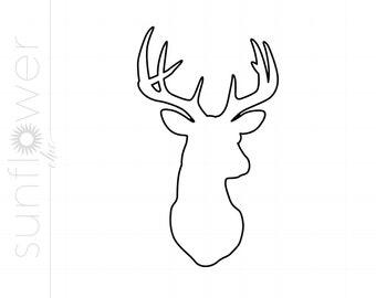 Deer Head Outline SVG | Outlined Deer Head Clipart | Deer Head Silhouette Cut File | Elk Head File Svg Jpg Eps Pdf Png SC1616