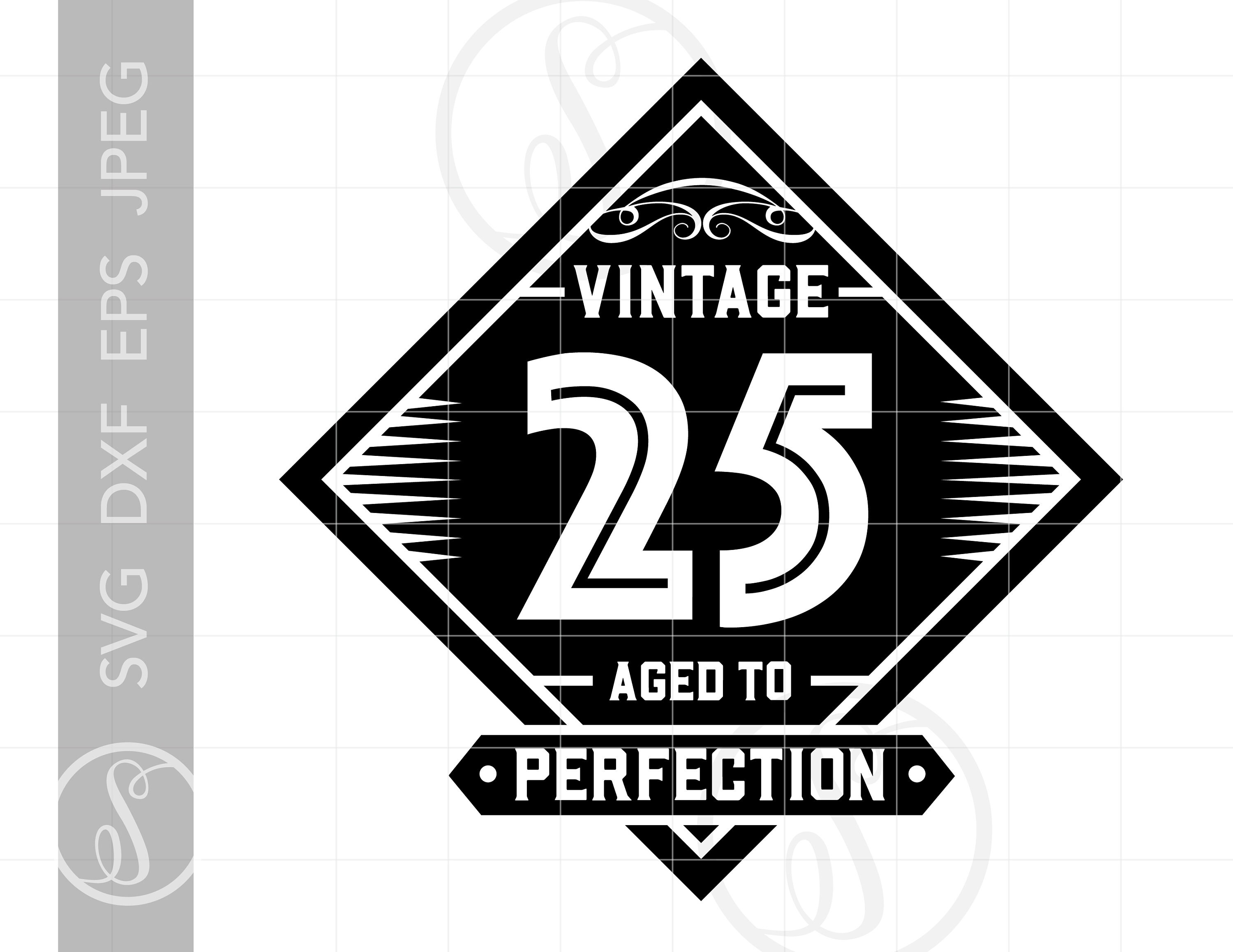 vintage an・an no.25 25 SVG Clipart | Vintage 25 Cut File | Vintage 25 Aged to