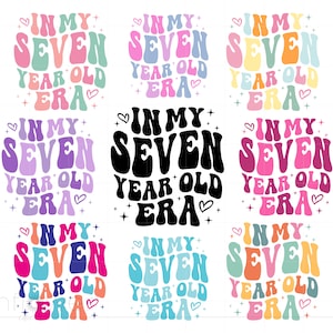 In mijn zeven jaar oude tijdperk Svg-bundel, verjaardag Shirt Svg, 7e verjaardag meisje Svg Png Cricut silhouet Instant Download SC3581