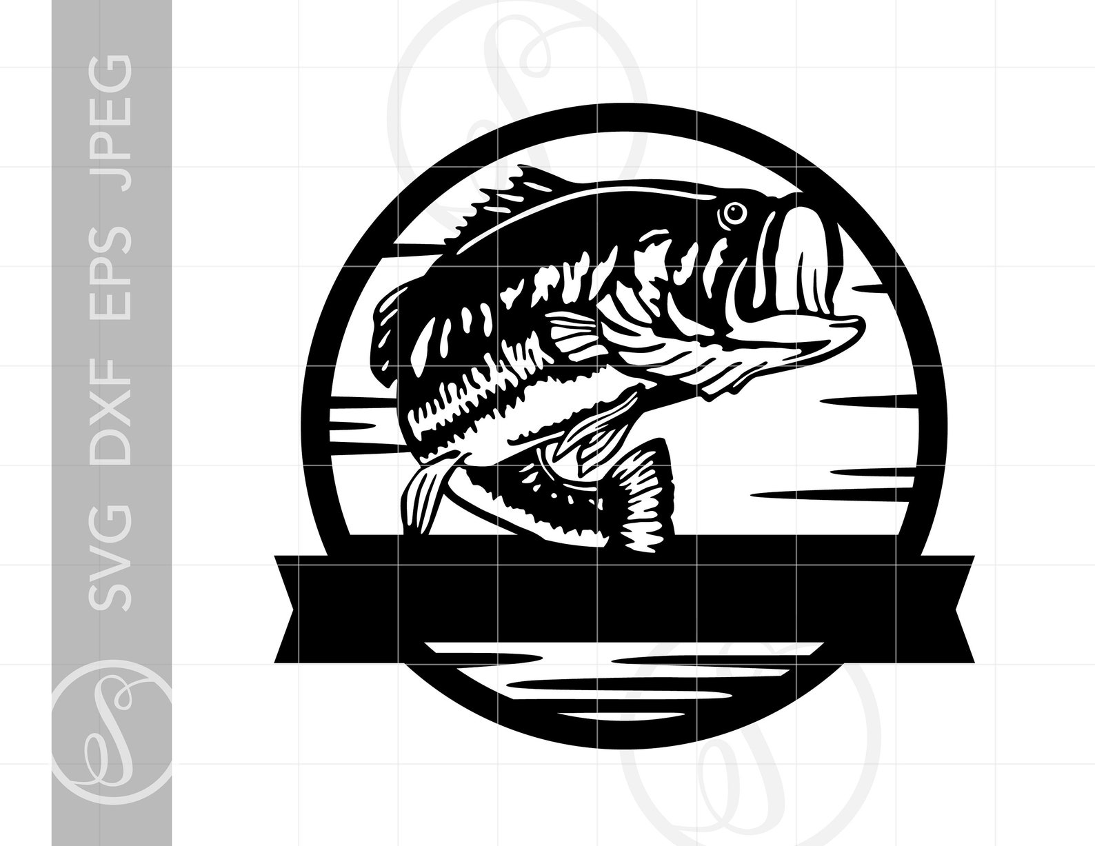 Download Fishing Monogram Design SVG Bass Fish Silhouette Download | Etsy