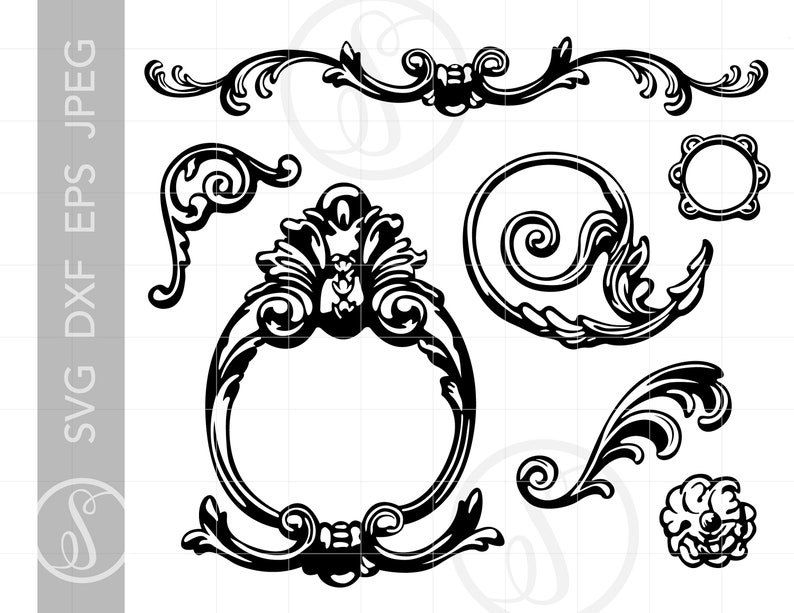 Design Ornament SVG Dxf Eps Jpeg Downloads Baroque Ornaments | Etsy Design Ornament SVG Dxf Eps Jpeg Downloads Baroque Ornaments | Etsy