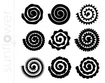 Rolled Paper Flower Svg | Rolled Flower Die Cut Templates | Silhouette Cricut Flowers | 3D Flower Svg Cut Files | Wedding Flowers Svg SC2602