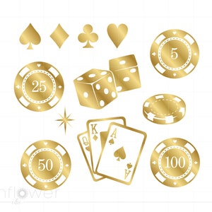 Casino Clip Art Svg Download, Gold Poker Card Party Decorations Svg Png Jpg Gold Casino Cricut Silhouette Cut File, Instant Download SC480G