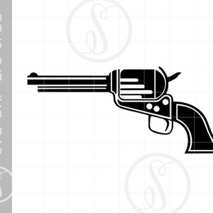 Zes shooter SVG downloaden | Vector pistool clipart | Zes shooter Gun silhouet gesneden bestand | Cowboy SVG jpg EPS PDF PNG SC874