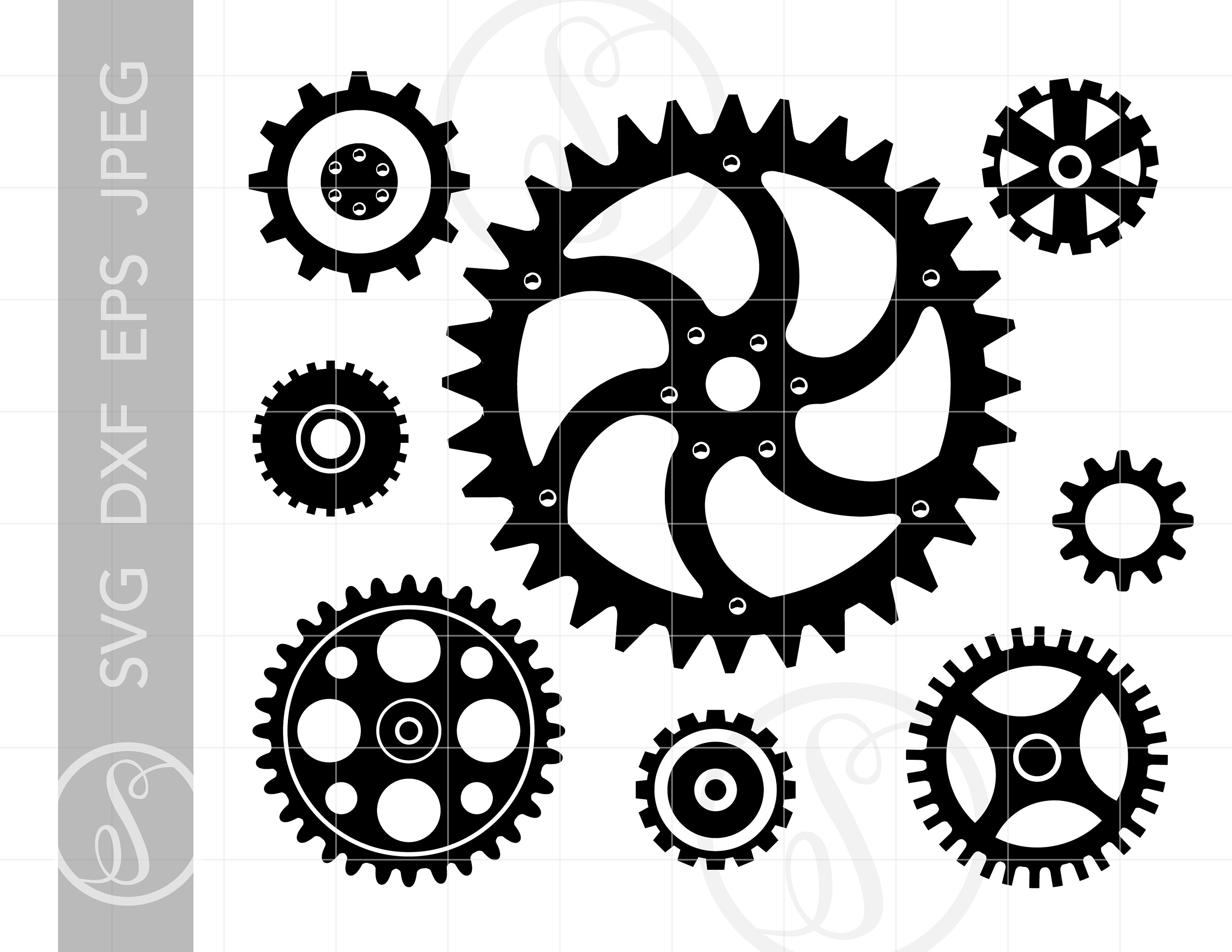 Cogs And Gears SVG, Gears Bundle SVG Files For Silhouette And Steampunk