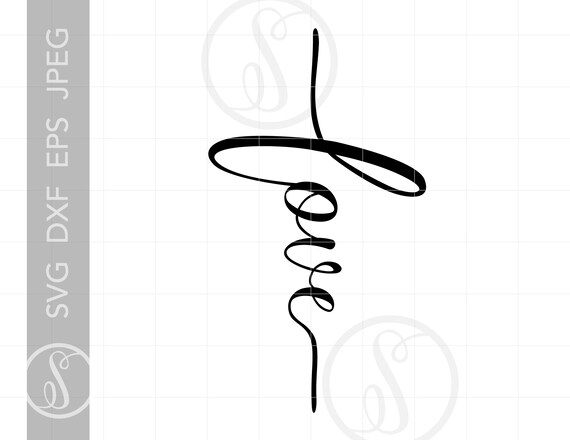 Download Love Cross Script Svg Cut Files Clipart Downloads Love Svg Etsy
