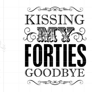 50th Birthday Sign Art SVG | Kissing My Forties Goodbye SVG Dxf Cut File Downloads | 50th Silhouette Cut Files | 50th Party SC2086