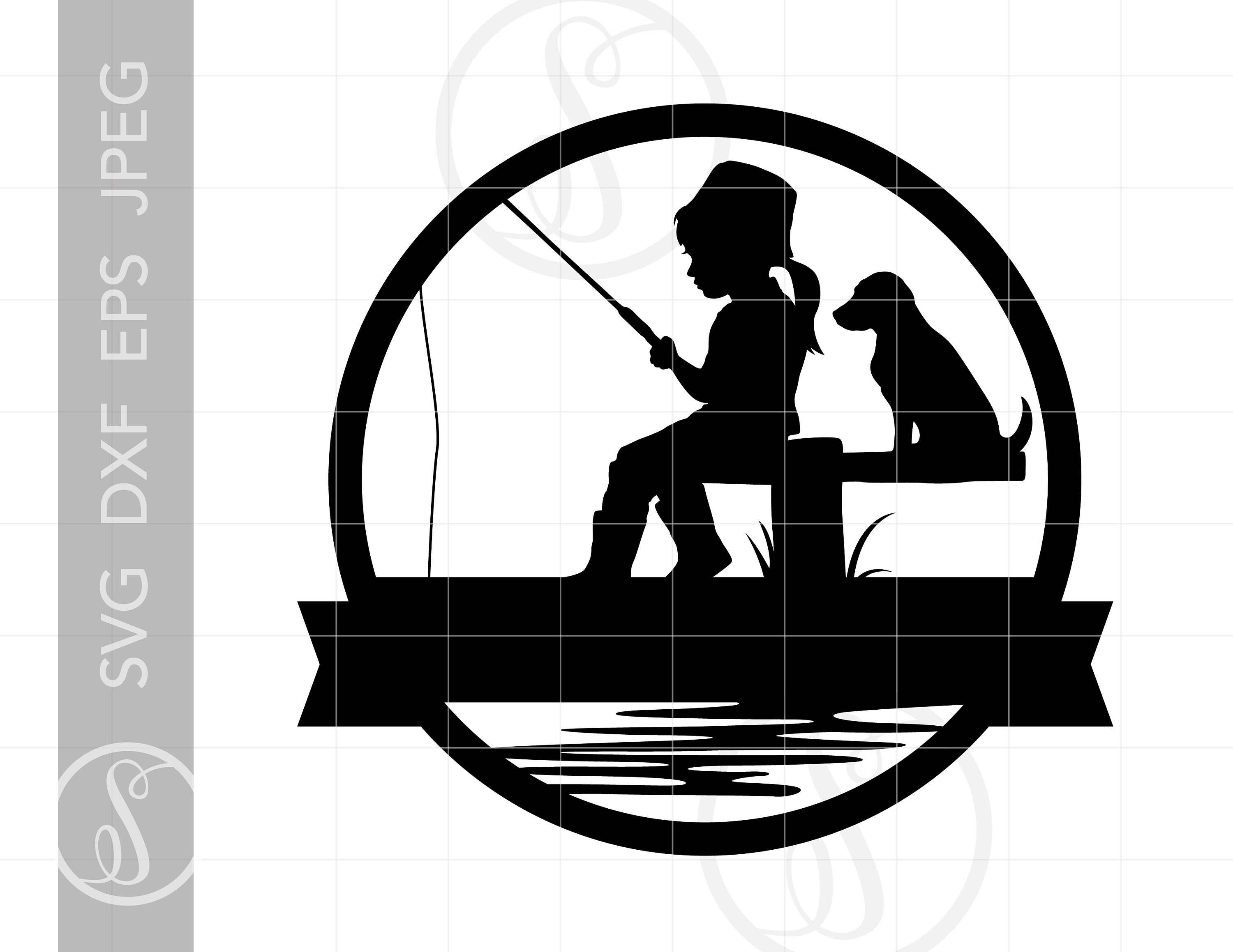 Girl Fishing Design SVG Girl Fishing Silhouette Download Cut Etsy